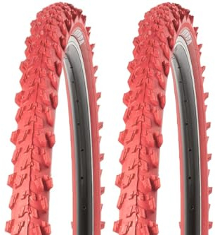 2 Stück 24 Zoll Fahrrad Reifen 24x1.95 Mountainbike 50-507 rot
