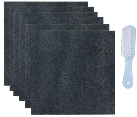Carpet Tiles 30x30 cm 20 Pack Self Adhesive 1.8 Square Meters for Home Office Living Room Bedroom Commercial Floor (Dark Grey)