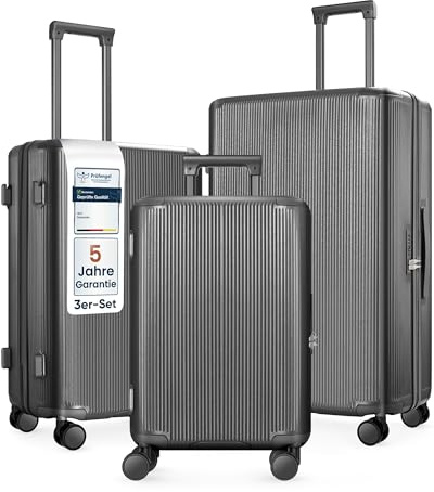 4FLY Leichter Premium Hartschalen-Reisekoffer Set 3-teilig (M/L/XL) – Koffer Set mit TSA-Schloss, 4 Spinner-Doppelrollen & Aluminium-Teleskopgriff, Reisegepäck Set mit Handgepäck & Aufgabegepäck