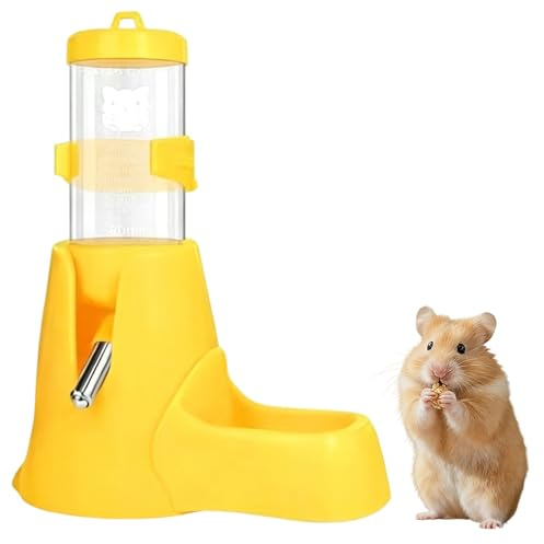 Hamster Water Bottle with Stand, 80 ml Pet Drinking Dispenser for Small Animals, Anti-Leak Cage Mounting Solution with Food Bowl and Water Container, Design for Rabbits and Guinea Pigs