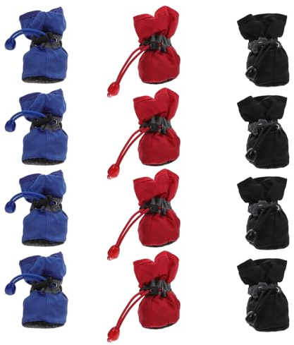 VILLCASE Set 3 Paia Stivali da Pioggia per Cani Taglia M, Scarpe Impermeabili Antiscivolo Suola Rinforzata, Protezione Zampe Esterna per Cani Piccoli in Materiale Resistente e Confortevole