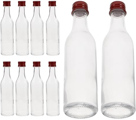 SHINEOFI 10 Pièces Lot de 50ml Bouteilles en Verre Transparent avec Couvercles Hermétiques, Petites Bouteilles Multi-usages Portables pour Liquides et Décorations