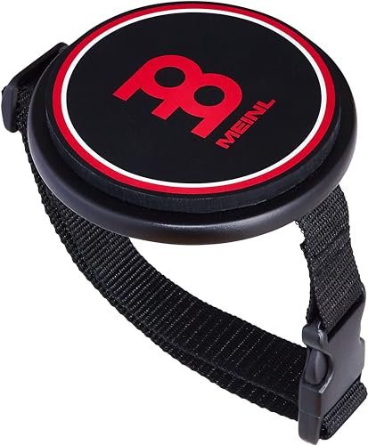 Meinl Cymbals Knee Pad Drum Übungspad 4 Zoll (10,16cm) mit Bein Gurt Halterung (60cm) Medium Rebound, Natürliches Spielgefühl - Schlagzeug Zubehör, Schwarz (MKPP-4)