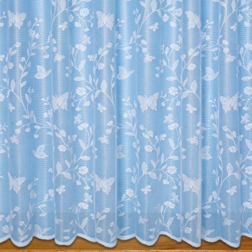 John Aird Butterfly Net Curtain White - Width Sold By The Metre - Drop: 81 (206cm)