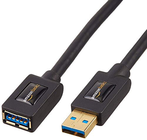 Amazon Basics 2-Pack USB-A 3.0 Extension Cable, 4.8Gbps High-Speed, Male to Female Gold-Plated Connectors, 1 m, Black