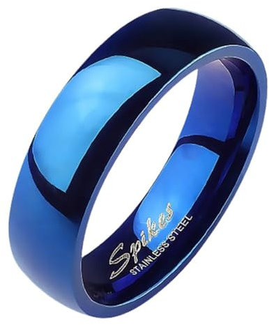 Bungsa 62 (19.7) Blauer Ring Edelstahl klassisch für Damen & Herren 49-70 (Fingerring Schmuckring Blue Partnerringe Damenring Herrenring Chirurgenstahl Frauen Männer) 62 (19.7)