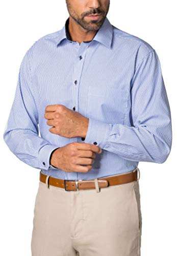 eterna Langarm Hemd Comfort FIT Twill gestreift, Hellblau/Weiss, W45 Langarm