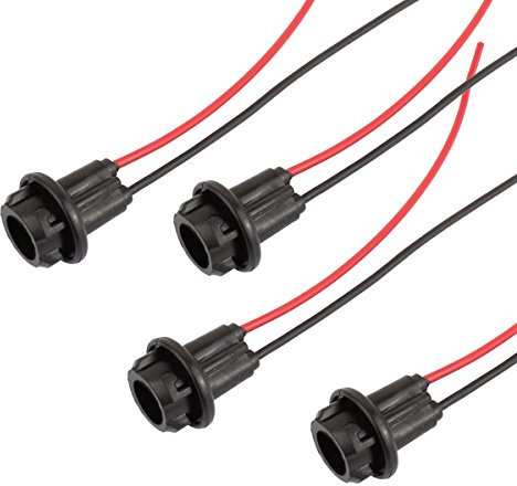 TOMALL T10 W5W 194 Ampoules LED Connecteur précâblé Montrer la douille de lampe large Prise de lampe de plaque d'immatriculation Prise de lumière intérieure(Lot de 4)