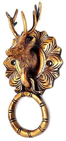 Esplanade - 16,5 cm Rentier Gesicht Messing Türklopfer Design hergestellt mit Premium Hoch Qualität 100% Messing | Wohnkultur | Tür Decor | Metall Messing Türklopfer - Brass Door Knockers