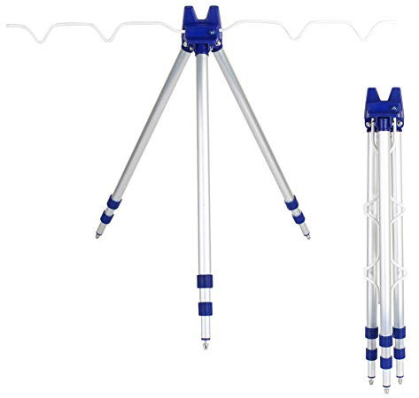 Cocoarm Angelrutenhalter Dreibein Rutenhalter Tripod Dreibein-Stativ Angelruten Einstellbar Rutenhalter Dreibein Teleskopbeinen ideal zum Brandungsangeln aus Alu