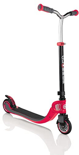 GLOBBER Flow Foldable 125 – Tretroller, 125 mm, ABEC 5, höhenverstellbar, Klappmechanismus, schwarz-rot