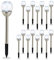 Relaxdays 16 x Gartenleuchte Glaskugel, wasserdichte LED Solarleuchten Bruchglas Optik, weißes Licht, Wegeleuchte Garten, silber
