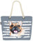 VOID XXL Strandtasche Französische Bulldogge Shopper Tasche 58x38x16cm 23L Beach Bag Hund, Kissen Farbe:Grau