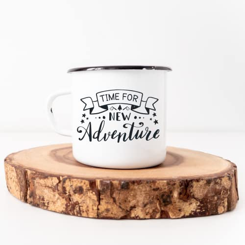 GDirect New Adventure Enamel Mug | Our Enamel Mugs Are Ideal For Camping, Hiking, Fishing & Travel! This Camping Cups Come In White With Silver Trim. A Quality Camping Mug With 10 Oz In Weight.