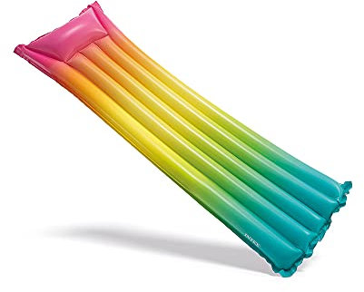 Intex 58721EU - Colchoneta Hinchable INTEX, colchoneta arcoíris, 53x170x15 cm, colchoneta para la Playa, colchoneta Inflable Multicolor, Tumbona Hinchable