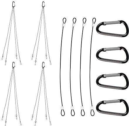 YuCool Lot de 4 chaînes à suspendre en acier inoxydable avec 4 chaînes d'extension à boucle, utilisées pour pots de fleurs, mangeoires à oiseaux, lanternes