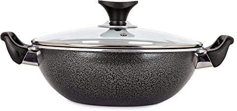 Amal's Home and Kitchen - 36cm Induction Wok with Lid Non Stick, woks & stir-Fry Pans with lid Non Stick Wok with Lid