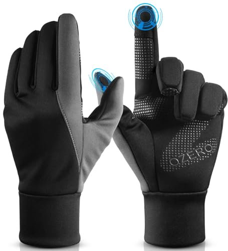 OZERO Herren Wasserdicht Thermohandschuhe, Touchscreen Winterhandschuhe Fahrhandschuhe Fahrradhandschuhe Laufhandschuhe (S)