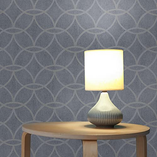 TADESSI Tapete Grafik Tino M1-No.487 Vliestapete Blau Grau Geometrisch Kreise Retro für Wohnzimmer Schlafzimmer Küche