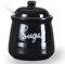 HAOTOP Farmhouse Porcelain Sugar Bowl with Lid and Spoon 12oz,Easy to Clean (Black)