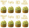 Gyufise 24Pcs 80th Birthday Cupcake Toppers Gold Glitter Hello 80 Cake Topper Eighty 80 & Fabulous Cupcake Picks 80th Birthday Cake Decorations Supplies