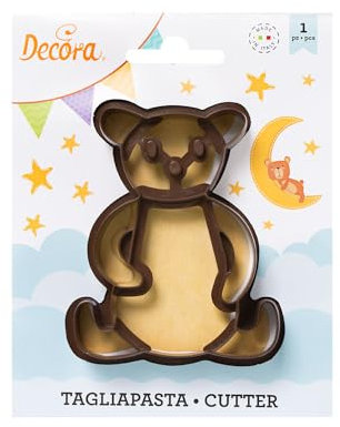 Decora 0255036 Tagliapasta Orsacchiotto, In Plastica, Ideale per Creare Decorazioni in Pasta di Zucchero o di Gomma, Made in Italy, Design originale. Confezione da 1 pezzo.