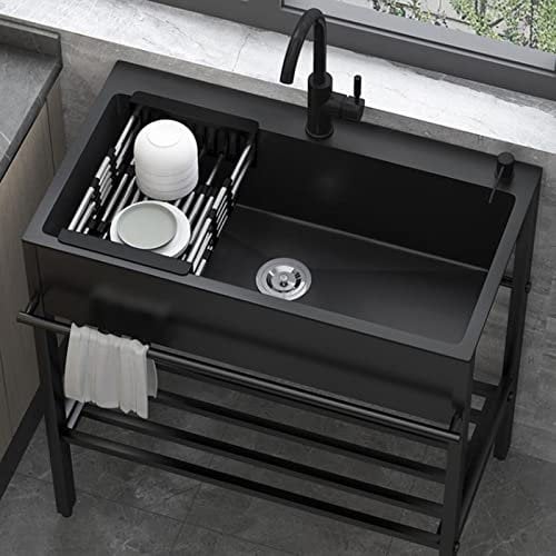 RUCRAK Acciaio Inox Lavello da Cucina Lavello da Cucina Commerciale Easy Outdoor Lavandino da Esterno con Rubinetto Caldi e Freddi 304 Lavabo Commerciale dell'Acciaio Inossidabile (Size : L60*45cm)