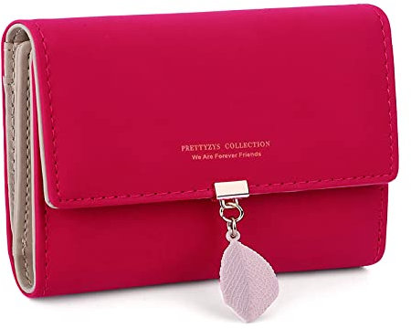 ANYWN Damen Geldbeutel Mittelgroß, Elegant Damen Portemonnaie mit vielen Fächern (Rot)