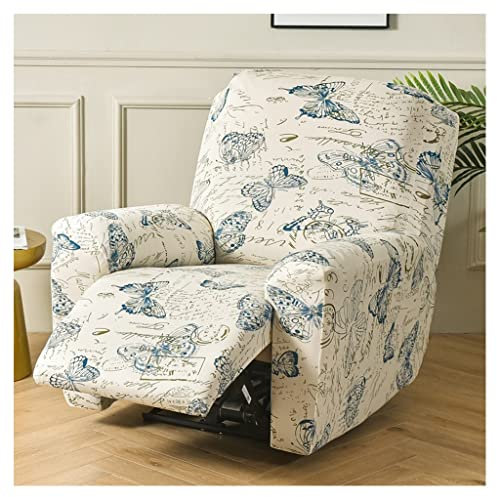 Stretchhusse für Relaxsessel Sesselbezug, 4/6/8-Teilig Sesselschoner Sesselauflage Relax mit Armlehnen Beige/Blau Sessel Überwurf Bezug Hochlehner Relaxsessel Mit Elastischem Boden ( Color : #21 , Siz