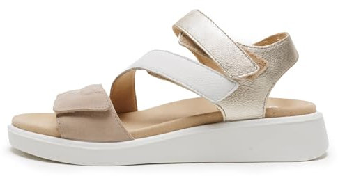 ara Damen Madeira Sandale, Sand,Weiss,Platin, 40 EU Weit