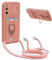 YFSYLL Funda con Cuerda Compatible con Samsung Galaxy S20 FE 5G,Ajustable Collar de Cuello Cordón Carcasa de Silicona,Protección de la cámara Funda,Anillo Soporte,Ranuras para Tarjetas,Pink