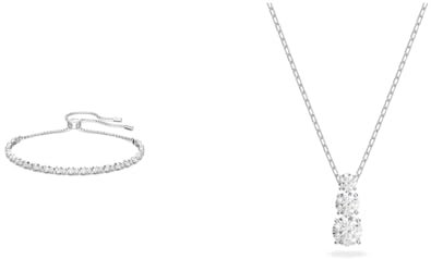 Swarovski Subtle Trilogy Armband, Weiss, Rhodiniert & Attract Trilogy Anhänger, Rund, Weiss, Rhodiniert