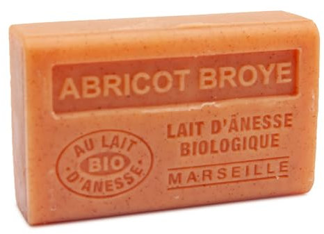 Label Provence Savon de Marseille – Französische Seife mit frischer Bio-Eselsmilch – Duft nach zerkleinertem Aprikosen – 125 g Riegel