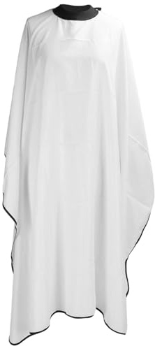 Weißer Friseurumhang XXL mit Silikon-Kragen, 100% Polyester | Professionelles Barber Cape, 127x147 cm, Wasserdicht, Antistatisch mit Druckknopf für Erwachsene & Salons