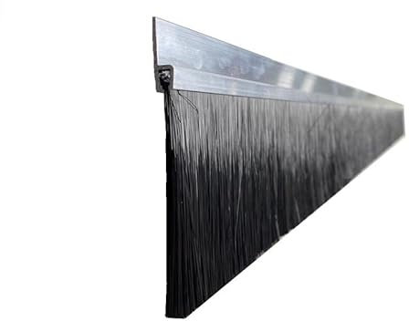 Bürstendichtung, Türdichtung, Türbesen, Streifenbürste 1000mm, Alu, Besatz: PPN schwarz (25mm)