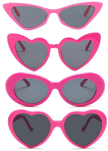 FSMILING 4 Stück Retro Sonnenbrille Damen Vintage Sonnenbrillen Damen Set Trendy Brille Rosa Für Damen Frauen