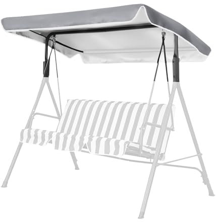 Techo de repuesto para columpio de 3 plazas, toldo para columpio de jardín, 200 x 145 cm (gris)