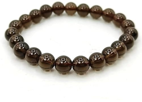 Joyas Minerales Armband aus 100% Authentischen Natursteinen - Elastisches Armband mit 6mm oder 8mm Perlen - Größe 18,5cm | Schmuckkästchen Inklusive (Rauchquarz, 6mm)