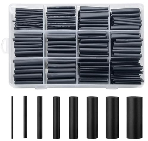 XPOOP 650 Pièces Kit de Gaine Thermorétractable Etanche, Gaine Thermorétractable, Gaine Retractable pour Fil Electrique, Tube Thermorétractable, pour RéParations de CâBlage à Souder (Noire)