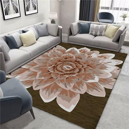 RUGMRZ Teppiche Fürs Kinderzimmer Kinderteppich Spielmatte Wohnzimmerteppich rosa Blumendekoration lässig passend weich Badteppich 140X200CM