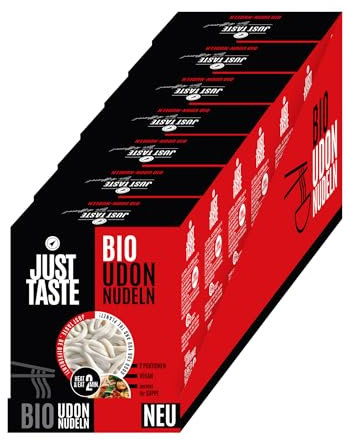 JUST TASTE – Bio Udon Nudeln – Authentisch Japanisch & Kalorienarm – Ideal für Wok & Gebratene Gerichte – 2 Portionen – Low Carb – 300g (7er Pack)