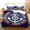 ZZTBQ Bettwäsche-Set 200x200 Kinderbettwäsche Bettbezug und Kissenbezug-Set Roter Anker nautischdruck auf Marine Blau und Weiß Streifen Bettwäsche Erwachsene Jungen und Mädchen