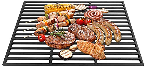FIVMEN Grillrost Gusseisen 42x28cm Massiv Grillgitter Emailliert Grill Zubehör für BBQ Holzkohlegrill Gasgrill Grillen
