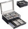 ProCase Uhrenbox für Frauen Herren, Uhrenkasten mit Glasdeckel, Uhrenkoffer Uhrenaufbewahrung Schmuckaufbewahrung -10 Slot, Schwarz