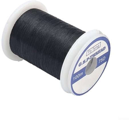 Filo per la costruzione di mosche, filo ad alta resistenza da 100 m, materiale amo da mosca 75D, forniture per pesca a mosca (nero)