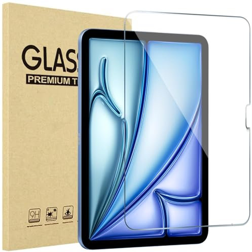 YMXuan Pellicola protettiva per iPad Air 11 M3 2025/M2 2024, durezza 9H, antigraffio, facile installazione, [compatibile con Apple Pencil e Face ID] Pellicola in vetro temperato per iPad Air 7a/6a