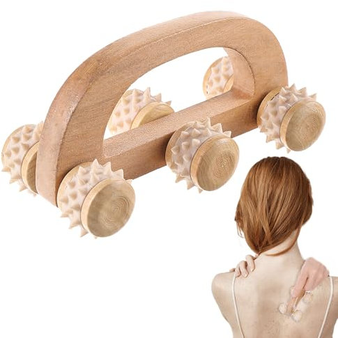 Handheld Massage Ball Roller for Sore Muscle, Wood Therapy Massage Tools for Body Sculpting, Wooden Fascia Roller for Relaxe Thigh, Leg, Hands, Full Body, Muscle,Cellulite
