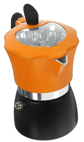 CIYODO Mokka Kaffeekanne Edelstahl 150ml Mit Handbrühfunktion Für Espresso Schwarz Orange Italian Style Für Zuhause Und Reisen