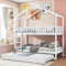 Etagenbett mit Ausziehbett 90x200 cm, Hochbett Stockbett für 3 Kinder, Kinderbett mit Rausfallschutz und Lattenrost, Holzbett Hausbett mit Leiter, Ohne Matratze, Weiß
