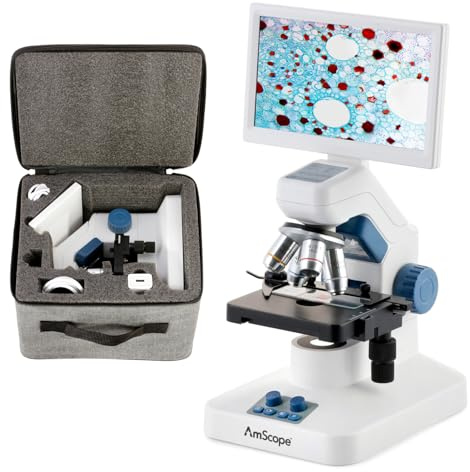 Amscope DM300HD Digital Microscope for Kids & Students w/X-Y Stage Professional, 1200X Wireless Digital Biological Microscope with Screen for Schools & Education, USB & 32GB Memory Card